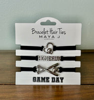 Game Day Bracelet Hair Ties - Softball (Silver)