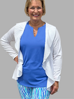 CAC7397 Ruffle Trimmed Cardigan - WHT