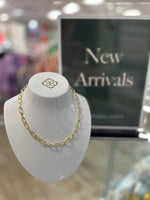 Daphne Link Chain Necklace in Gold Light Green Mother of Pearl