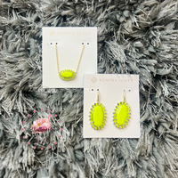 Dani Gold Color Burst Frame Drop Earrings in Chartreuse Magnesite