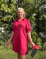 Suede Collared Dress - Burgundy