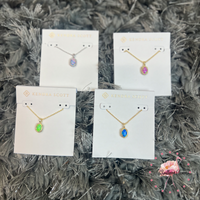 Daphne Framed Pendant Necklace Rhodium in Lilac Opal