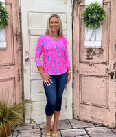 V-Neck 3/4 Sleeve Top - SEHP