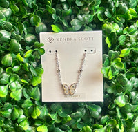 Cailey Butterfly Silver Necklace in Ivory Mother of Pearl