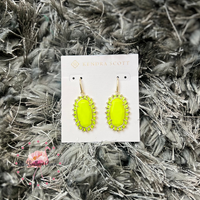 Dani Gold Color Burst Frame Drop Earrings in Chartreuse Magnesite