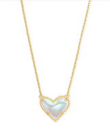 Ari Heart Short Necklace Gold in Dichroic Glass