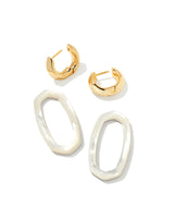 Danielle Link Earrings Gold in Ivory Mother of Pearl
