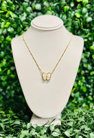 Haley Gold Bow Necklace Ivory Mother of Pearl