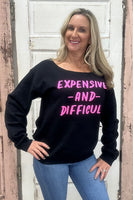Expensive & Difficult Puff Off-Shoulder Sweatshirt