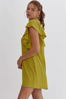 Chartreuse Ribbed Sleeveless Dress