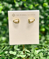 Cheer Gold Stud Earrings in White Mother-of-Pearl