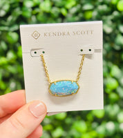 Elisa Gold Statement Pendant Necklace in Light Teal Opal