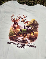 Youth Hunting Fishing Farming Repeat Tee