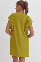 Chartreuse Ribbed Sleeveless Dress
