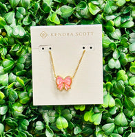 Haley Gold Bow Necklace Blush Mother of Pearl