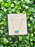 Elisa Gold Short Pendant Necklace in Periwinkle Opal