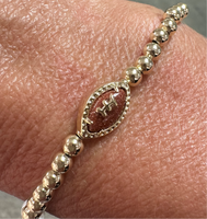 Football Gold Stretch Bracelet in Orange Goldstone
