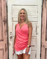 Misty Asymmetrical Tank Top - Coral