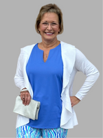 CAC7397 Ruffle Trimmed Cardigan - WHT