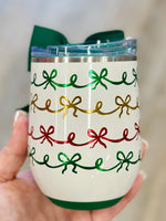 Christmas Bows - Stemless Wine Cup 12oz
