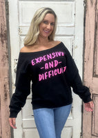 Expensive & Difficult Puff Off-Shoulder Sweatshirt