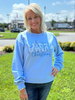 Blue Glitter Merry Christmas Sweatshirt