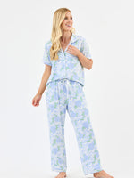 Charlotte pajama pants set Daisy Chain blue LuxBlend women's boutique lounge and sleepwear set with button front top