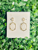 Daphne Enamel Frame Gold Drop Earrings White Mother of Pearl 
Kendra Scott Earrings
