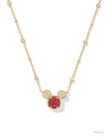Disney | Kendra Scott Gold Mickey Mouse Pendant Necklace in Bright Red Drusy