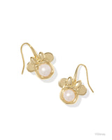 Disney | Kendra Scott Gold Minnie Mouse Drop Earrings in White Pearl