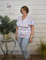 SPX5280 Short Sleeve V Neck Frill Top - WINW