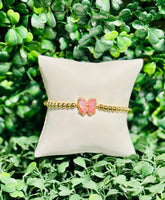 Haley Gold Bow Stretch Bracelet Bush Mother of Pearl