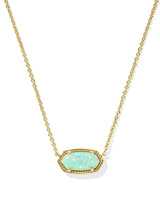 Elisa Gold Short Pendant Necklace in Green Kyocera Opal