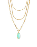 Elisa Triple Strand Necklace Gold in Matte Iridescent Mint