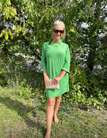 Trinity Ruffle Neck Suede Dress - Green