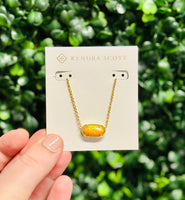 Elisa Gold Short Pendant Necklace in Citrus Kyocera Opal