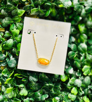 Elisa Gold Short Pendant Necklace in Citrus Kyocera Opal
