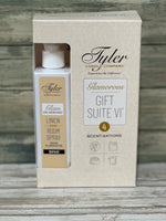 The Glamorous Gift Suite VI includes a Prestige Candle, Glamorous Wash, Autoglam, and Glam On Demand®—a perfect gift for luxurious fragrance lovers!