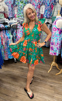 Isla Pleated Tiered Dress – Green Garden Fiesta