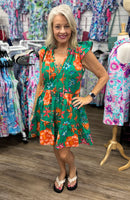 Isla Pleated Tiered Dress – Green Garden Fiesta