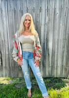 Olive Plaid Button Cardigan