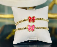 Haley Gold Bow Stretch Bracelet Rose Violet MOP