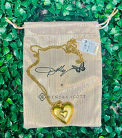Dolly Parton x Kendra Scott Locket Long Pendant Necklace Vintage Gold Metal