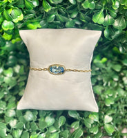 Elaina Luxe Chain Bracelet Gold Light Blue Crystal