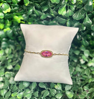 Elaina Luxe Chain Bracelet Gold Light Pink Crystal