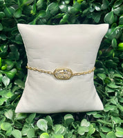 Elaina Luxe Gold Chain Bracelet in White Crystal
