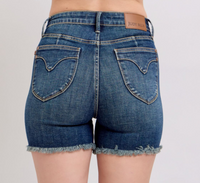 High-Rise Tummy Control Fray Hem Shorts