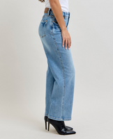 Mid-rise petite straight leg jeans with tummy control and vintage wash, women’s stretch denim in petite length. petite straight leg jeans, tummy control jeans women, mid rise petite jeans, vintage wash straight jeans, women’s petite denim, boutique jeans, Sweet Southern Charm denim