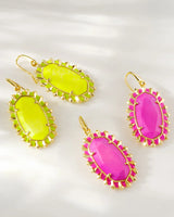 Dani Gold Color Burst Frame Drop Earrings in Chartreuse Magnesite