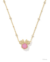 Disney | Kendra Scott Gold Minnie Mouse Pendant Necklace in Hot Pink Drusy